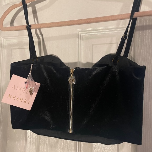Posh Velvet Strappy Bustier Top AMBER X MESHKI (NWT) - Picture 3 of 4